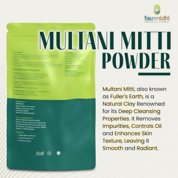 Farmnidhi Natural Multani Mitti Powder for Face & Skin Care - Image 3