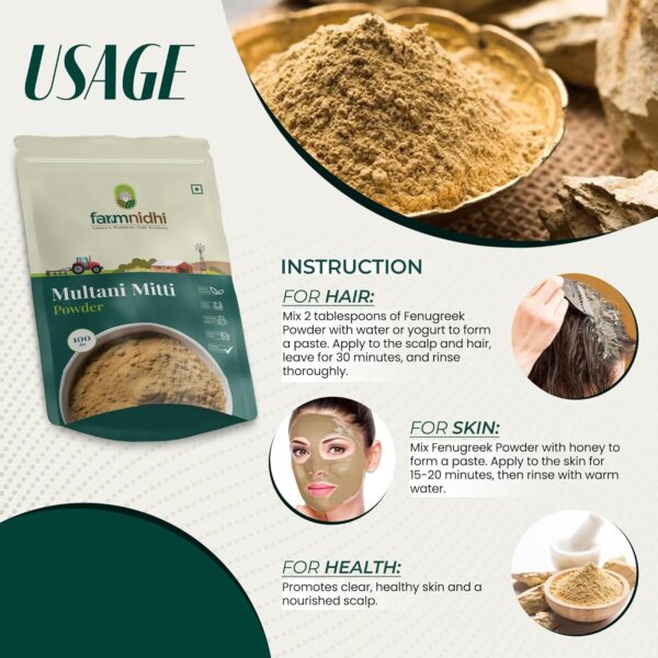 Farmnidhi Natural Multani Mitti Powder for Face & Skin Care - Image 4