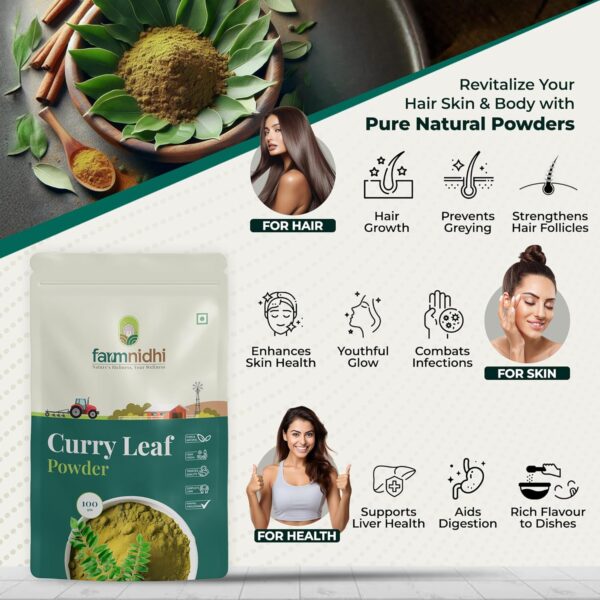 Farmnidhi Curry Leaf Powder For Hair and Skin Care - Image 2