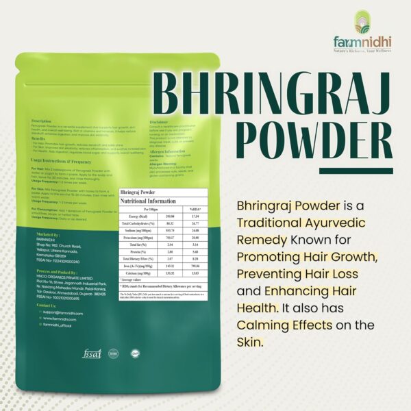 Farmnidhi Bhringraj Powder 100 Grams Natural Ayurvedic Powder - Image 3