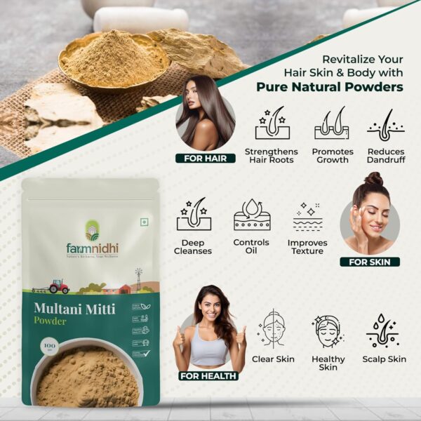 Farmnidhi Natural Multani Mitti Powder for Face & Skin Care - Image 2