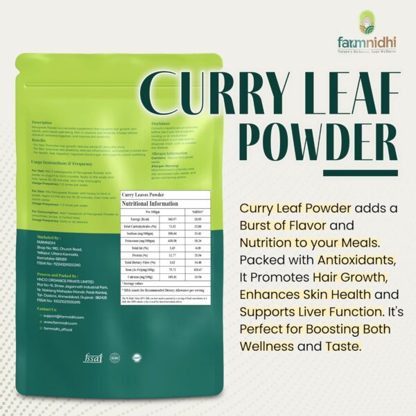 Farmnidhi Curry Leaf Powder For Hair and Skin Care - Image 3